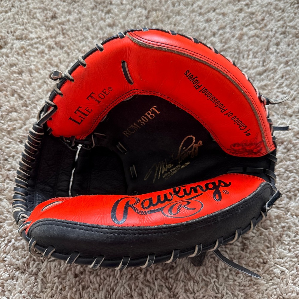 Rawlings Mike Piazza RCM30BT Catchers Mitt Player Preferred Series Black Orange